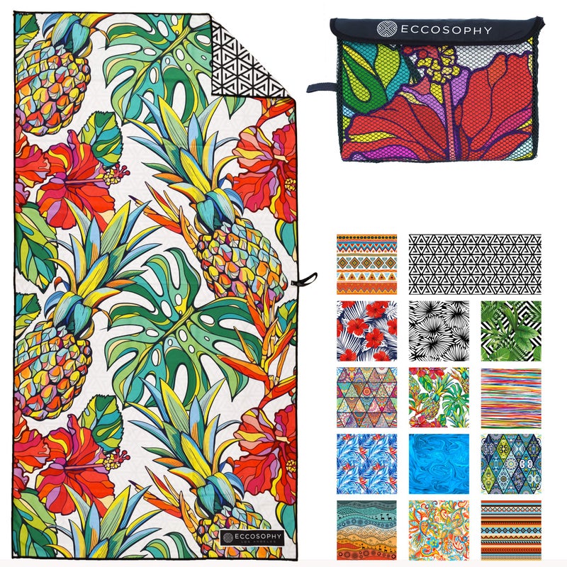 ECCOSOPHY Microfiber Beach Towel -Sand Free Towels are Quick Dry, Light Weight, Super Absorbent-Perfect Pool, Travel, Cruise, Camping Essentials - Oversized Extra Large for Adults (Honolulu) - Image 1